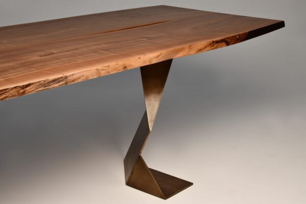 walnut and brass dining table