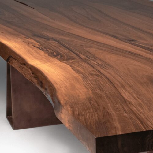 twelve seater walnut dining table detail