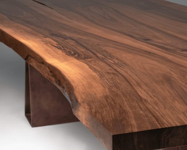 twelve seater walnut dining table detail
