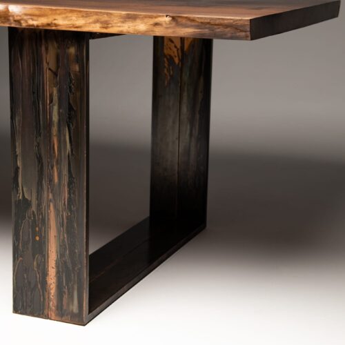 distressed copper table leg