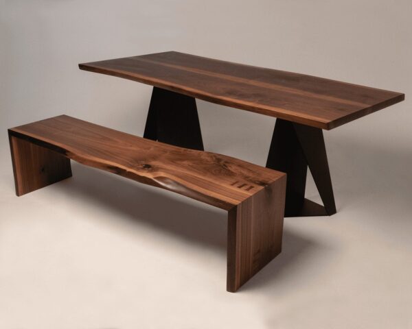 Solid black walnut dining table with modern design Handcrafted black walnut dining table with unique grain
