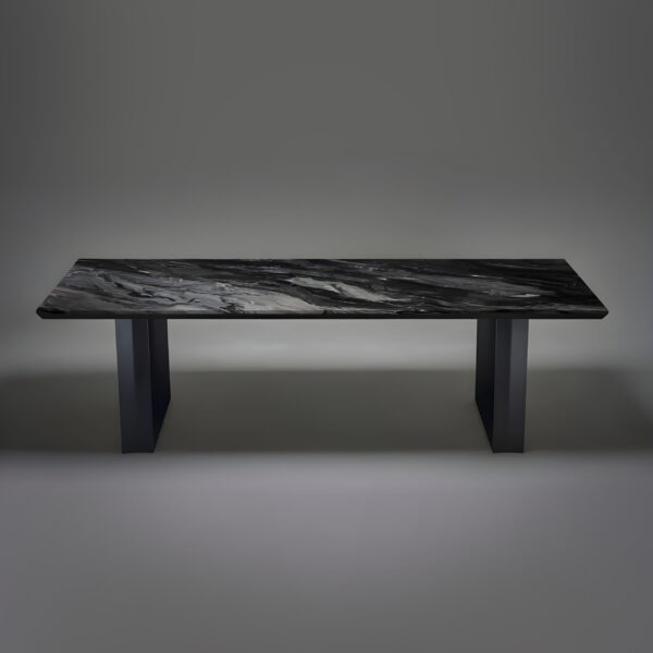 Italian Marble Arabescato Dining Table | Kinked Pedestals