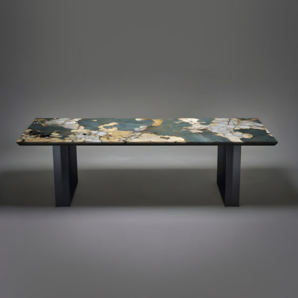 Italian Emerald Porcelain Dining Table | Kinked Pedestals